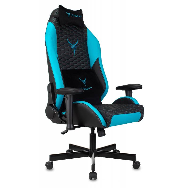 Кресло игровое Knight Neon черный/голубой соты эко.кожа с подголов. крестов. металл главное фото