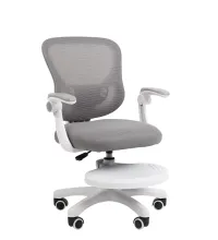 Кресло детское компьютерное CHAIRMAN CH106 серый, с подножкой
