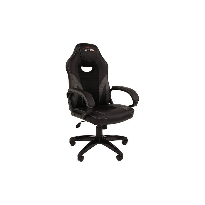 Кресло компьютерное BRABIX Accent GM-161, TW/экокожа, черное/серое, 532576, 7083504 главное фото